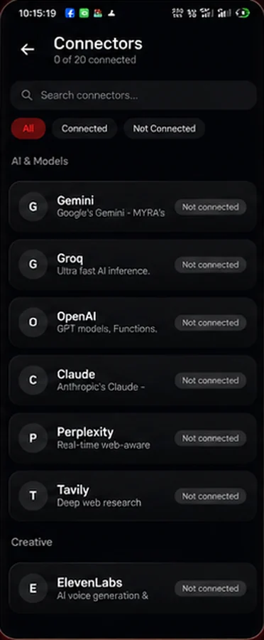 Connectors for Gemini, Groq, OpenAI, Claude, Perplexity and more